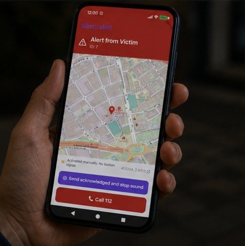 Trusted contact viewing the live location on the Silncy app
